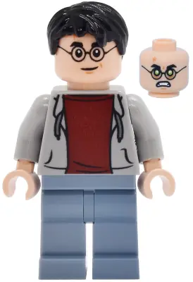 HP647:  Harry Potter - Light Bluish Gray Hoodie Open, Sand Blue Legs, Grin / Possessed, Lime Eyes