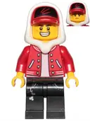 Minifigurka: HS001:  Jack Davids - Red Jacket with Cap and Hood (Large Smile / Grumpy)