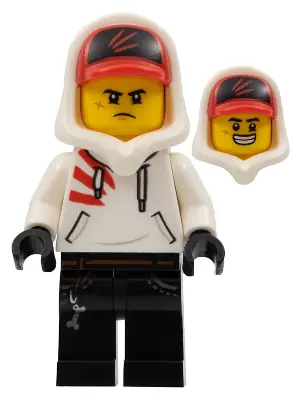 HS004:  Jack Davids - White Hoodie with Cap and Hood (Large Smile / Grumpy)