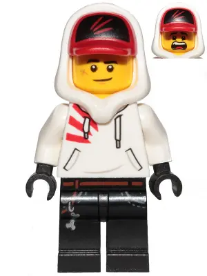 HS009:  Jack Davids - White Hoodie with Cap and Hood (Lopsided Smile / Scared)
