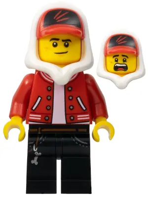 HS018:  Jack Davids - Red Jacket with Cap and Hood (Lopsided Smile / Scared)
