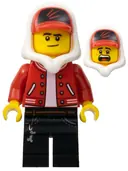 Minifigurka: HS018:  Jack Davids - Red Jacket with Cap and Hood (Lopsided Smile / Scared)