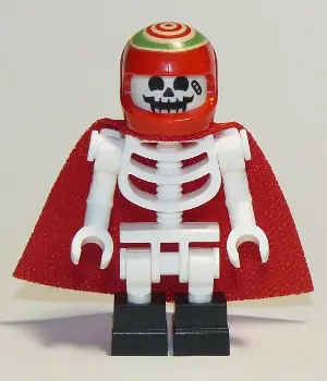 HS044:  Skeleton - Red Cape and Helmet, Bent Arms, Black Square Foot (Douglas Elton / El Fuego)