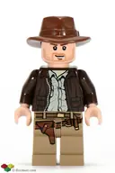 Minifigurka: IAJ001:  Indiana Jones - Dark Brown Jacket, Reddish Brown Fedora, Closed Mouth Lopsided Grin