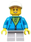 Minifigurka: IDEA033:  Boy, White Cap, Dark Azure Hoodie, Lime Shirt
