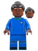 Minifigurka: IDEA126:  Soccer Player, Female, Blue Uniform, Reddish Brown Skin, Black Bun