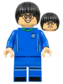 Minifigurka: IDEA128:  Soccer Player, Female, Blue Uniform, Medium Tan Skin, Black Bowl Cut, Glasses