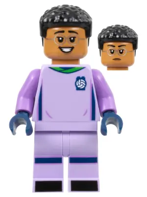IDEA145:  Soccer Goalie, Female, Lavender Uniform, Medium Nougat Skin, Short Black Hair