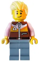 Minifigurka: IDEA150:  Camper - Male, Reddish Brown Jacket, Sand Blue Legs, Bright Light Yellow Spiked Hair Swept Up