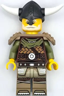 IDEA169:  Viking Chieftain - Male, Leather Armor, Dark Tan Legs with Tunic, Pearl Dark Gray Helmet, Shoulder Armor