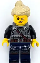 Minifigurka: IDEA170:  Viking Shield-Maiden - Dark Bluish Gray and Silver Armor, Dark Blue Legs with Trim, Tan Hair