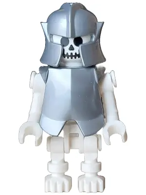 IDEA187:  Skeleton - Standard Skull, Bent Arms Vertical Grip, Flat Silver Helmet and Armor Breastplate (Colin the Fighter)