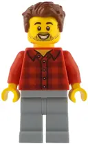 Minifigurka: IDEA226:  Rob the Fan Designer - Red Plaid Flannel Shirt, Light Bluish Gray Legs