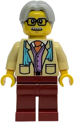 IDEA242:  Tourist - Tan Suit Jacket, Dark Red Legs, Light Bluish Gray Hair