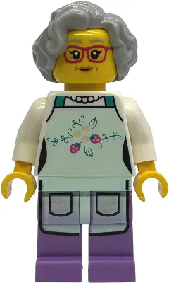 IDEA245:  Nonna / Fishmonger - Light Aqua Apron, Light Bluish Gray Wavy Hair