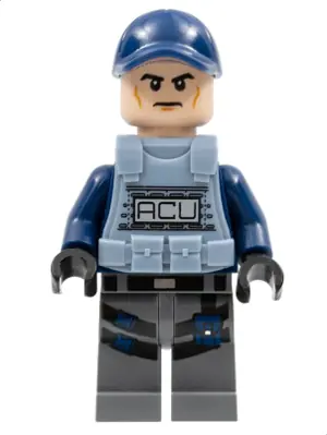 JW010:  ACU Trooper - Male, Dark Blue Cap, Light Nougat Head, Sand Blue Body Armor Vest