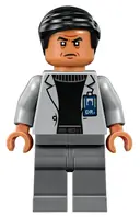 Minifigurka: JW017:  Dr. Henry Wu - Light Bluish Gray Jacket, Smile / Angry Frown