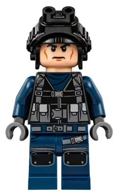 JW036:  ACU Guard - Male, Black Aviator Cap with Black Night Vision Goggles, Light Nougat Head