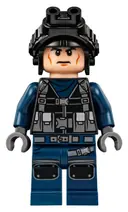 Minifigurka: JW036:  ACU Guard - Male, Black Aviator Cap with Black Night Vision Goggles, Light Nougat Head