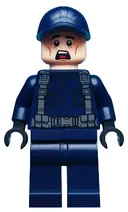 Minifigurka: JW040:  ACU Guard - Male, Dark Blue Cap, Light Nougat Head, Scared