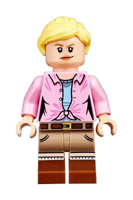 JW056:  Dr. Ellie Sattler - Bright Pink Shirt, Ponytail and Swept Sideways Fringe
