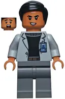 Minifigurka: JW068:  Dr. Henry Wu - Light Bluish Gray Jacket, Evil Smile / Scared
