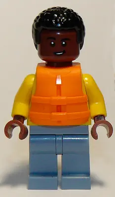 JW073:  Darius Bowman - Yellow Hoodie over White Shirt, Sand Blue Legs, Orange Life Jacket
