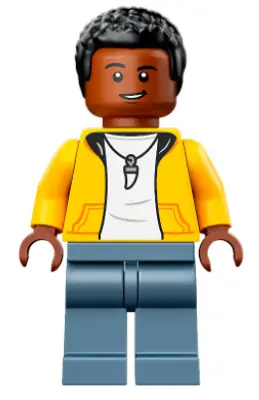 JW075:  Darius Bowman - Yellow Hoodie over White Shirt, Sand Blue Legs