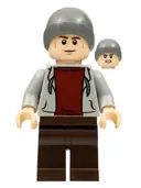 Minifigurka: JW101:  Dinosaur Market Stall Owner - Male, Light Bluish Gray Hoodie, Dark Brown Legs, Dark Bluish Gray Beanie