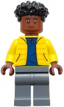 Minifigurka: JW125:  Darius Bowman - Yellow Jacket over Dark Blue Shirt, Dark Bluish Gray Legs