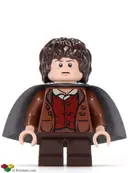 Minifigurka: LOR003:  Frodo Baggins - Reddish Brown Jacket, Dark Brown Legs, Dark Bluish Gray Cape