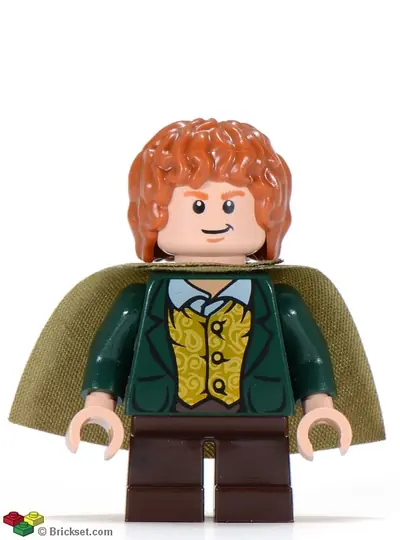 LOR016:  Meriadoc Brandybuck (Merry) - Dark Green Jacket, Dark Orange Hair