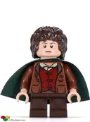 Minifigurka: LOR028:  Frodo Baggins - Reddish Brown Jacket, Dark Brown Legs, Dark Green Cape