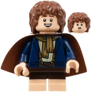 LOR123:  Peregrin Took (Pippin) - Dark Blue Jacket, Reddish Brown Cape