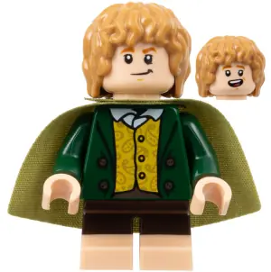 LOR124:  Meriadoc Brandybuck (Merry) - Dark Green Jacket, Medium Nougat Hair