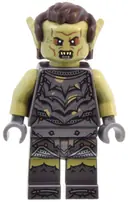Minifigurka: LOR135:  Orc - Olive Green Head, Pearl Dark Gray Armor with Dirt Splotches, Dark Brown Hair