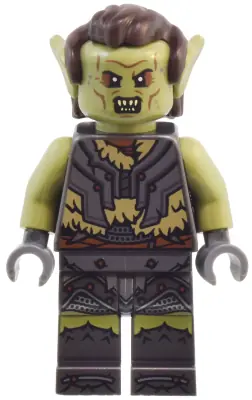 LOR137:  Orc - Olive Green Head, Pearl Dark Gray Armor over Dark Tan Fur, Dark Brown Hair