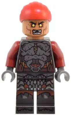 LOR138:  Orc - Medium Nougat Head, Pearl Dark Gray Armor, Red Bandana