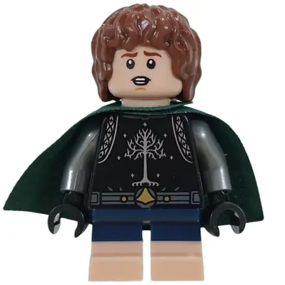 LOR159:  Peregrin Took (Pippin) - Black Surcoat, Dark Green Cape