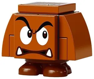 MAR0051:  Goomba (Dark Bluish Gray Interior Pieces) - Angry, Looking Left