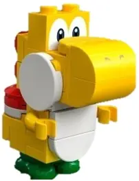 MAR0111:  Yellow Yoshi - White Tile, Round 1 x 2 Half on Front
