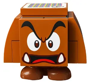 MAR0115:  Goomba (Dark Bluish Gray Interior Pieces) - Angry, Open Mouth