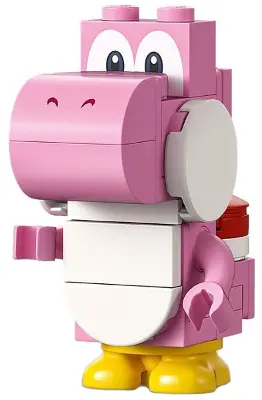 MAR0143:  Pink Yoshi - White Tile, Round 1 x 2 Half on Front