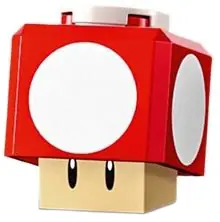 MAR0148:  Super Mushroom - Tan Hinge Brick / Blue Plate, Round 2 x 2 Interior
