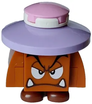 MAR0196:  Goomba (Black Interior Pieces) - Angry, Eyelids, Lavender Hat