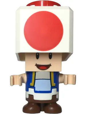 MAR0206:  Toad - Happy, Open Mouth, White Hinge Top Plate, Black Hinge Brick and 2 x 2 Plate