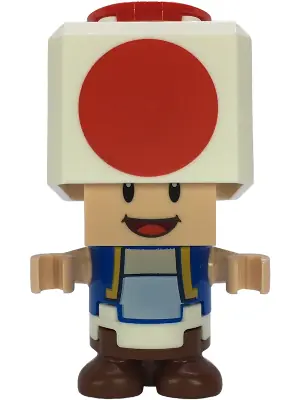 MAR0209:  Toad - Happy, Open Mouth, Black Hinge Top Plate, Light Bluish Gray Hinge Brick and Tan 2 x 2 Plate