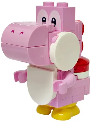 MAR0220:  Pink Yoshi - White Tile, Round 2 x 2 Half Circle Extended on Front