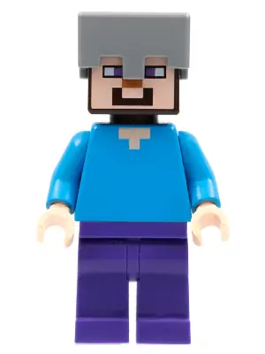 MIN016:  Steve (Light Nougat) - Dark Purple Legs, Flat Silver Helmet