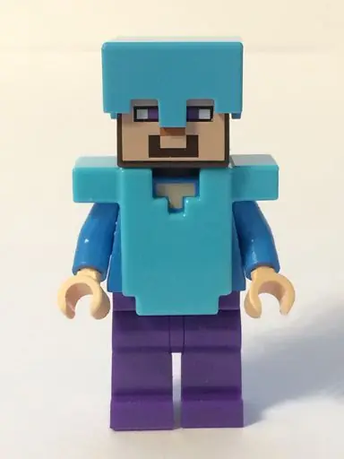 MIN020:  Steve (Light Nougat) - Dark Purple Legs, Medium Azure Helmet and Armor